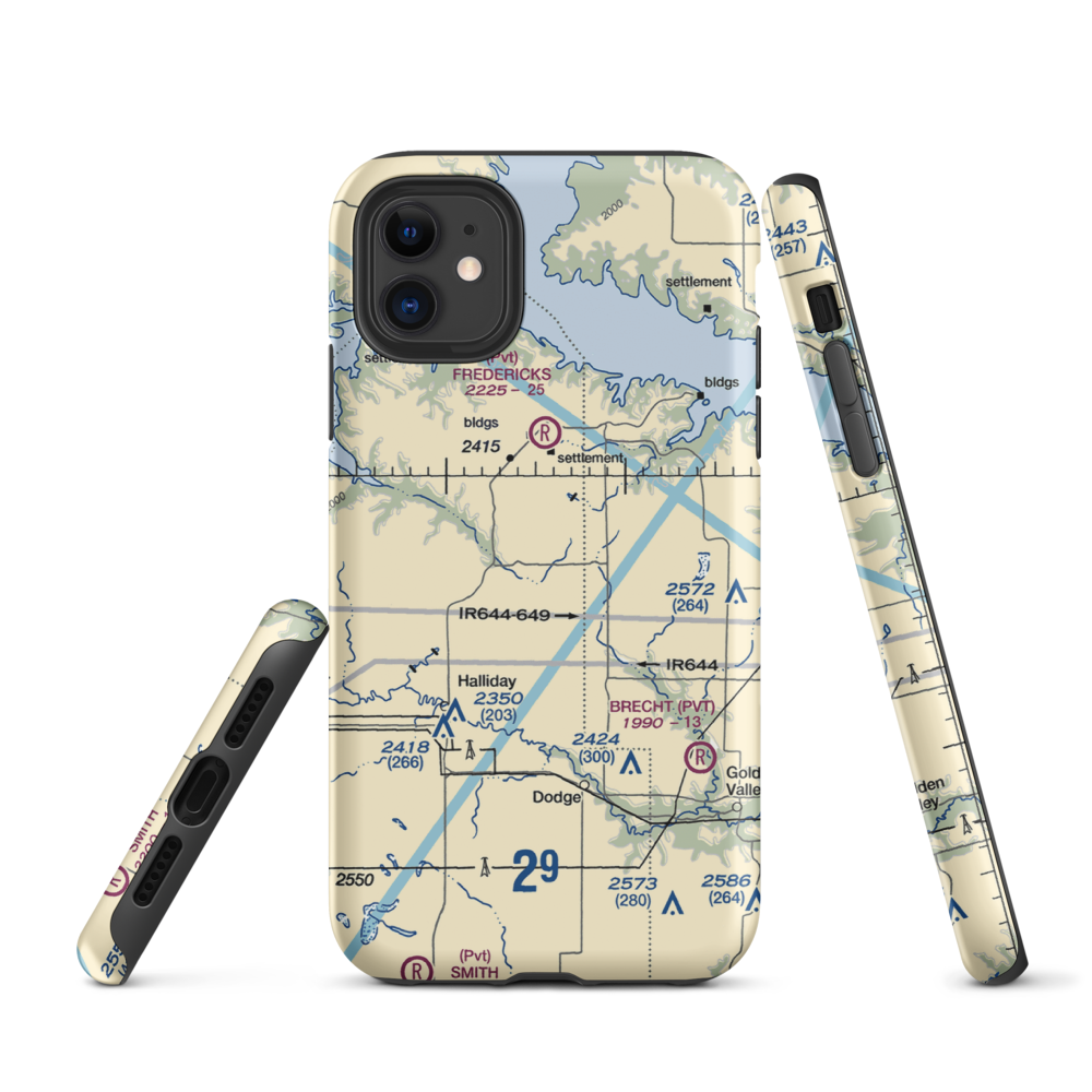 Frei Private Airport (ND16) VFR Sectional  Tough iPhone Case iPhone 11 model shown
