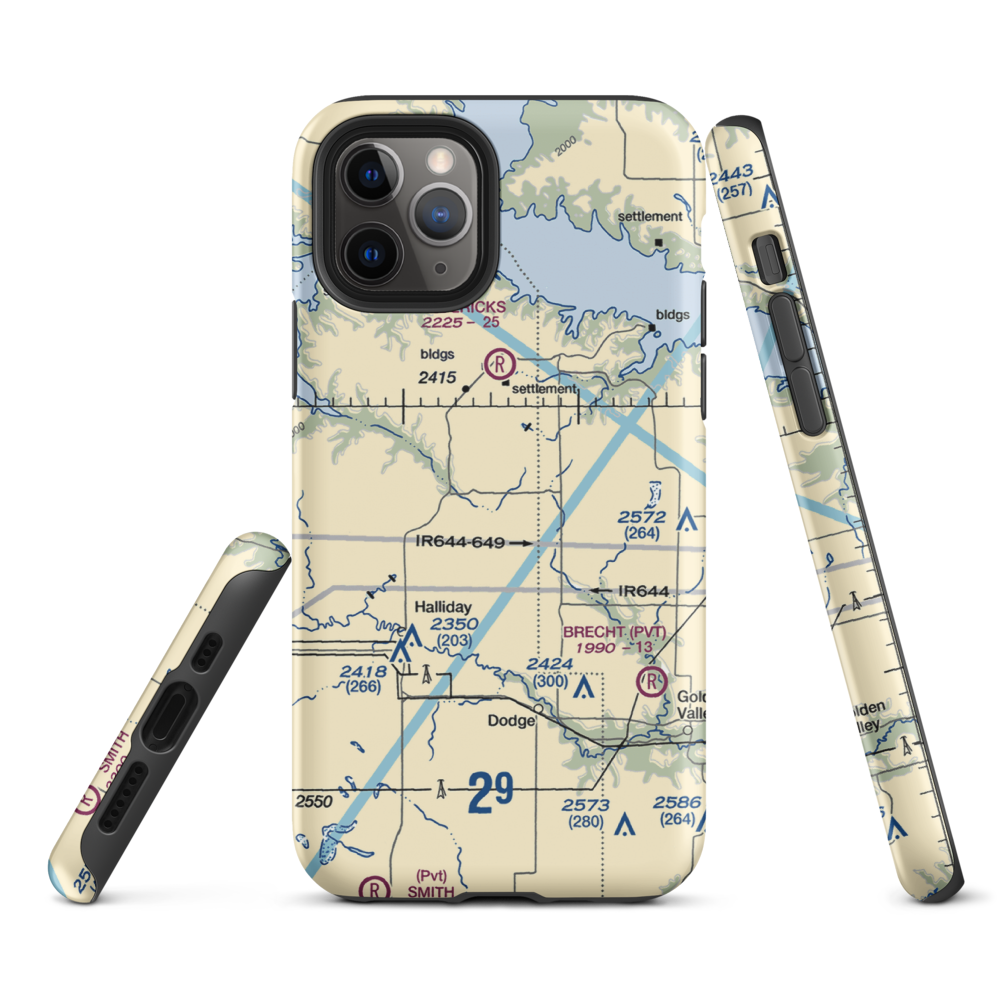 Frei Private Airport (ND16) VFR Sectional  Tough iPhone Case iPhone 11 Pro model shown