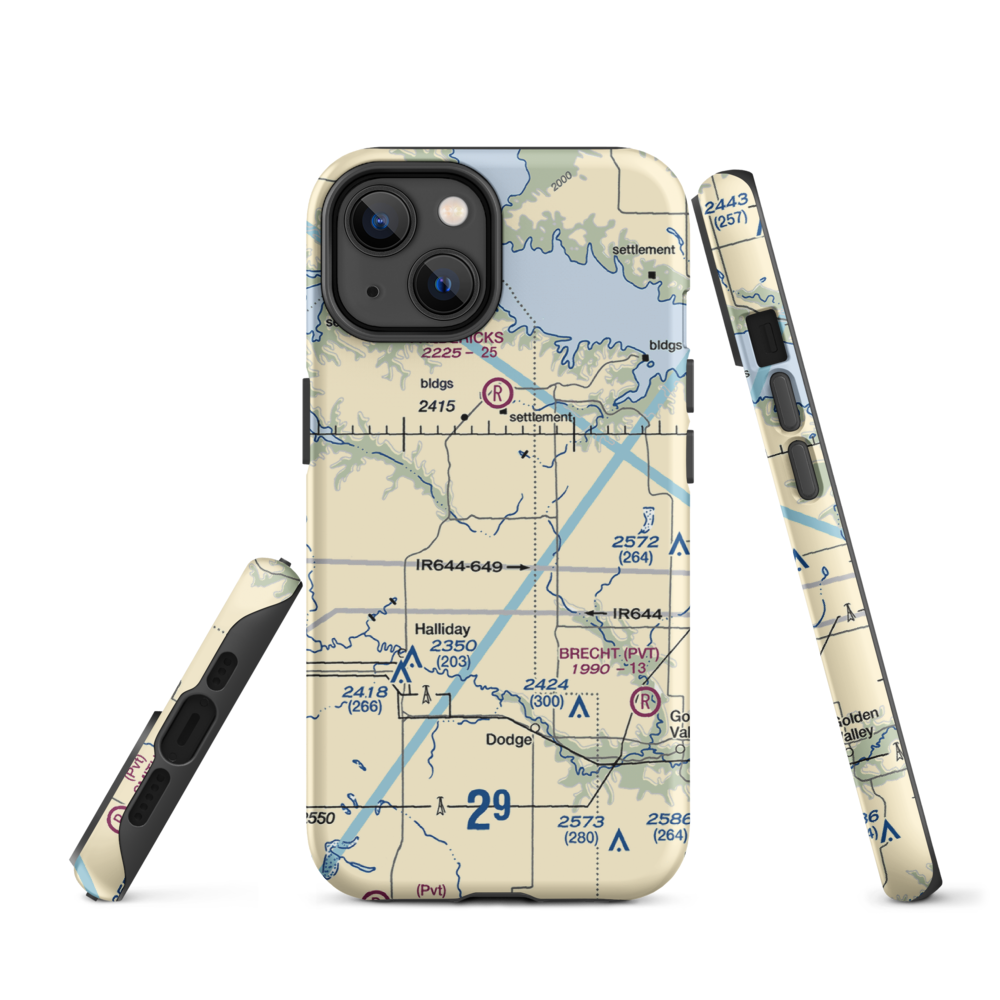 Frei Private Airport (ND16) VFR Sectional  Tough iPhone Case iPhone 14 model shown