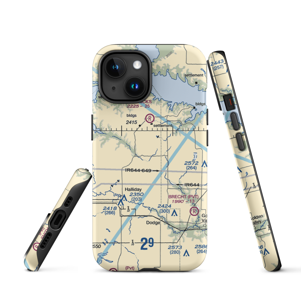 Frei Private Airport (ND16) VFR Sectional  Tough iPhone Case iPhone 15 model shown