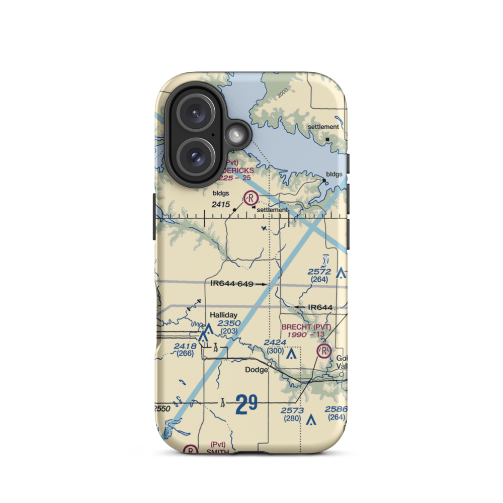 Frei Private Airport (ND16) VFR Sectional  Tough iPhone Case iPhone 16 model shown