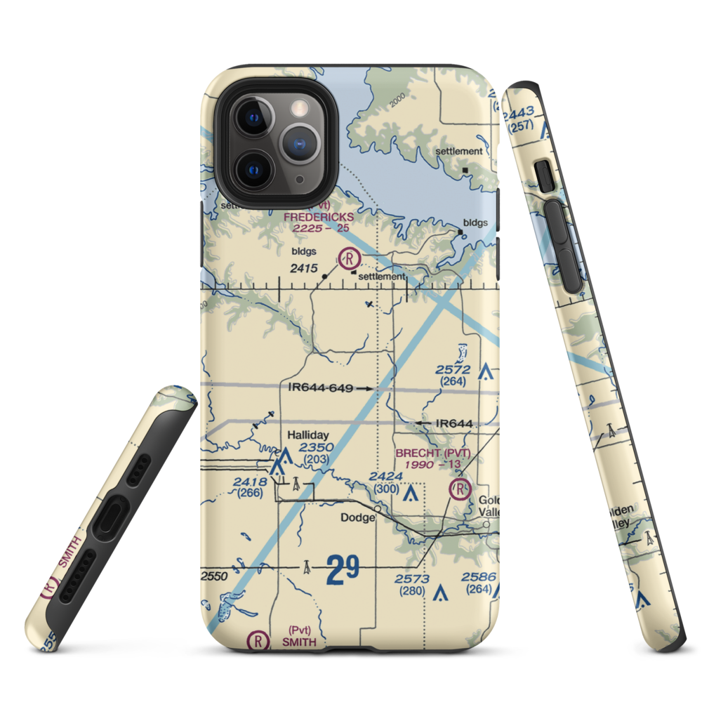 Frei Private Airport (ND16) VFR Sectional  Tough iPhone Case iPhone 11 Pro Max model shown