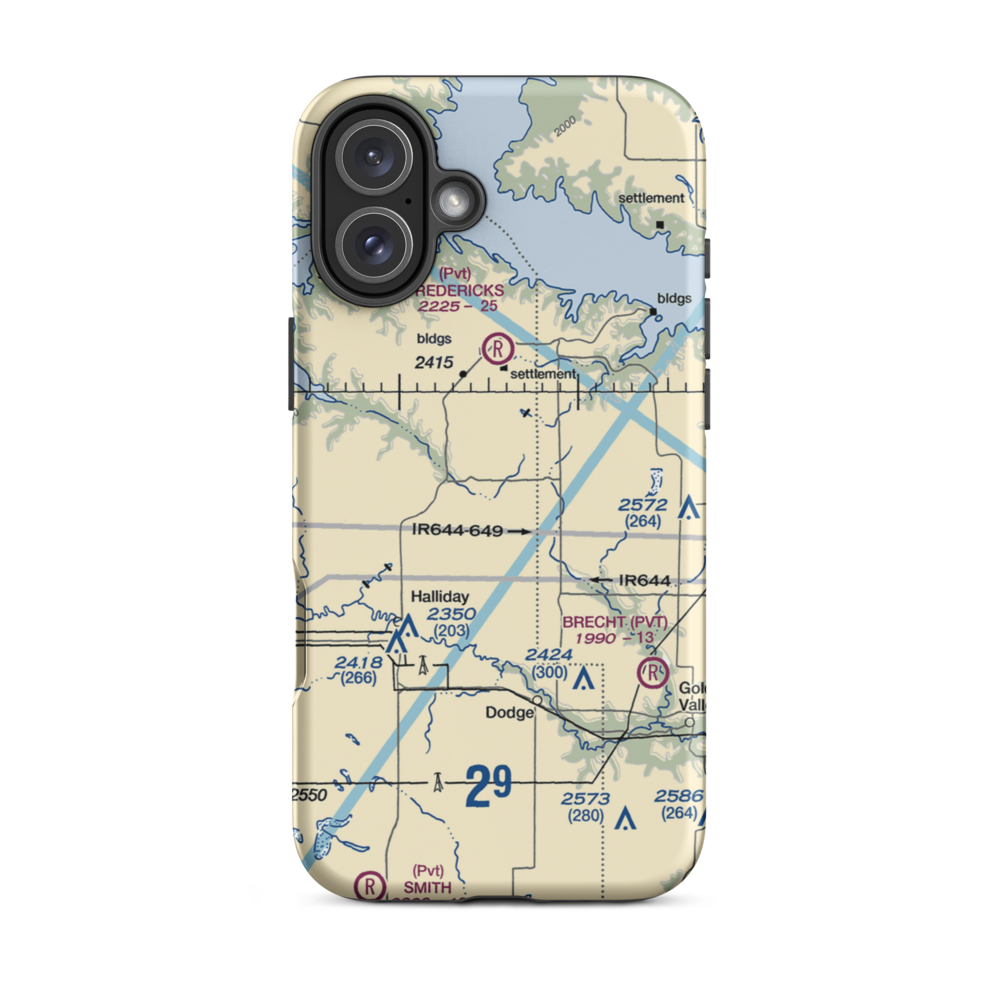 Frei Private Airport (ND16) VFR Sectional  Tough iPhone Case iPhone 16 Plus model shown