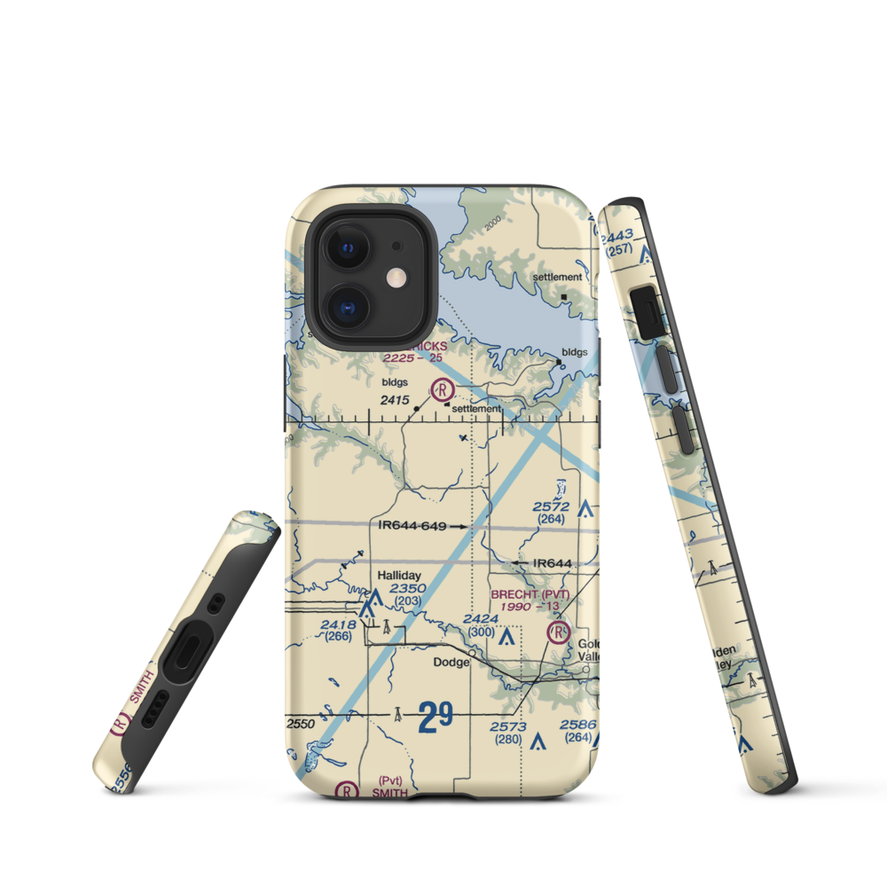 Frei Private Airport (ND16) VFR Sectional  Tough iPhone Case iPhone 12 mini model shown