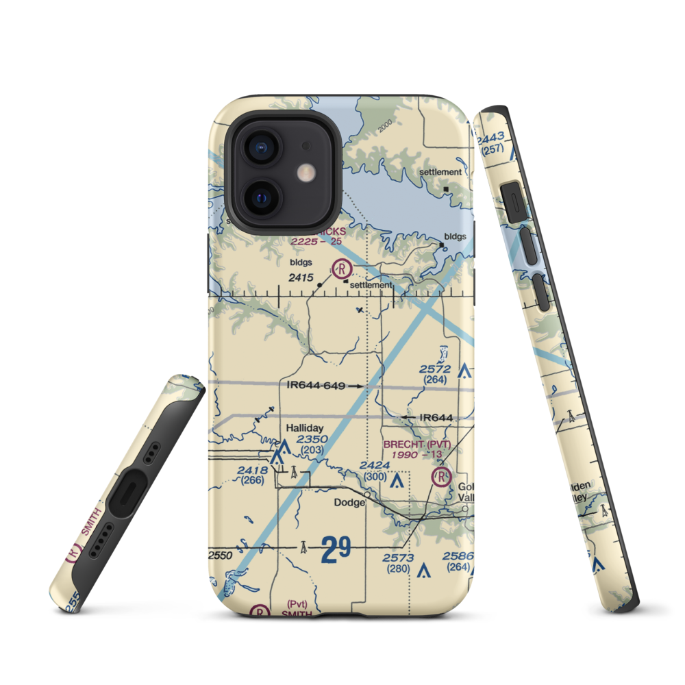 Frei Private Airport (ND16) VFR Sectional  Tough iPhone Case iPhone 12 model shown