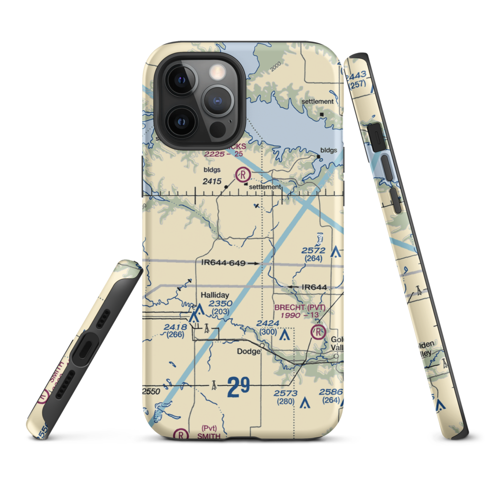 Frei Private Airport (ND16) VFR Sectional  Tough iPhone Case iPhone 12 Pro Max model shown