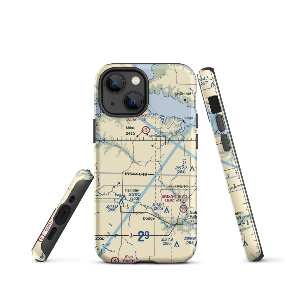 Frei Private Airport (ND16) VFR Sectional  Tough iPhone Case iPhone 13 mini model shown