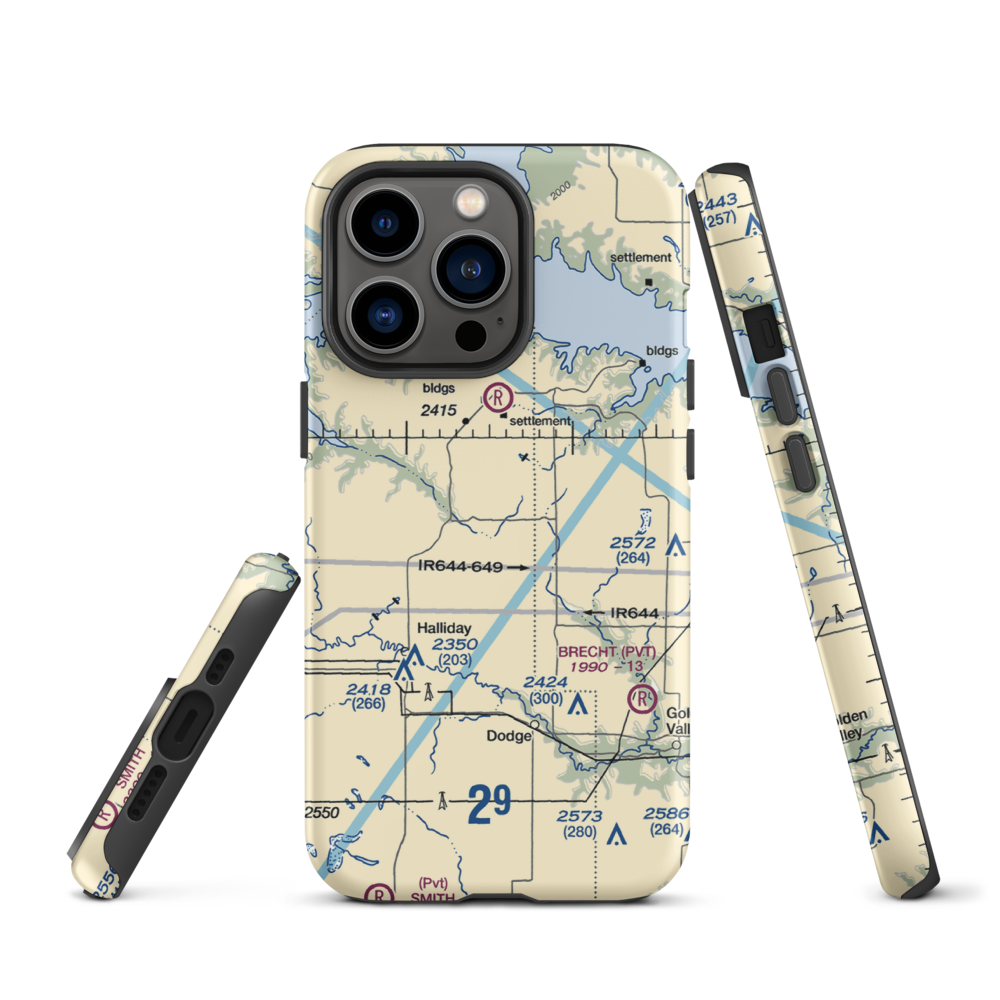 Frei Private Airport (ND16) VFR Sectional  Tough iPhone Case iPhone 13 Pro model shown