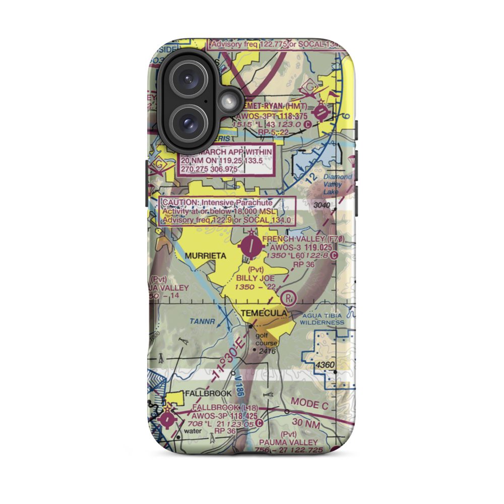 French Valley Airport (F70) VFR Sectional  Tough iPhone Case iPhone 16 Plus model shown