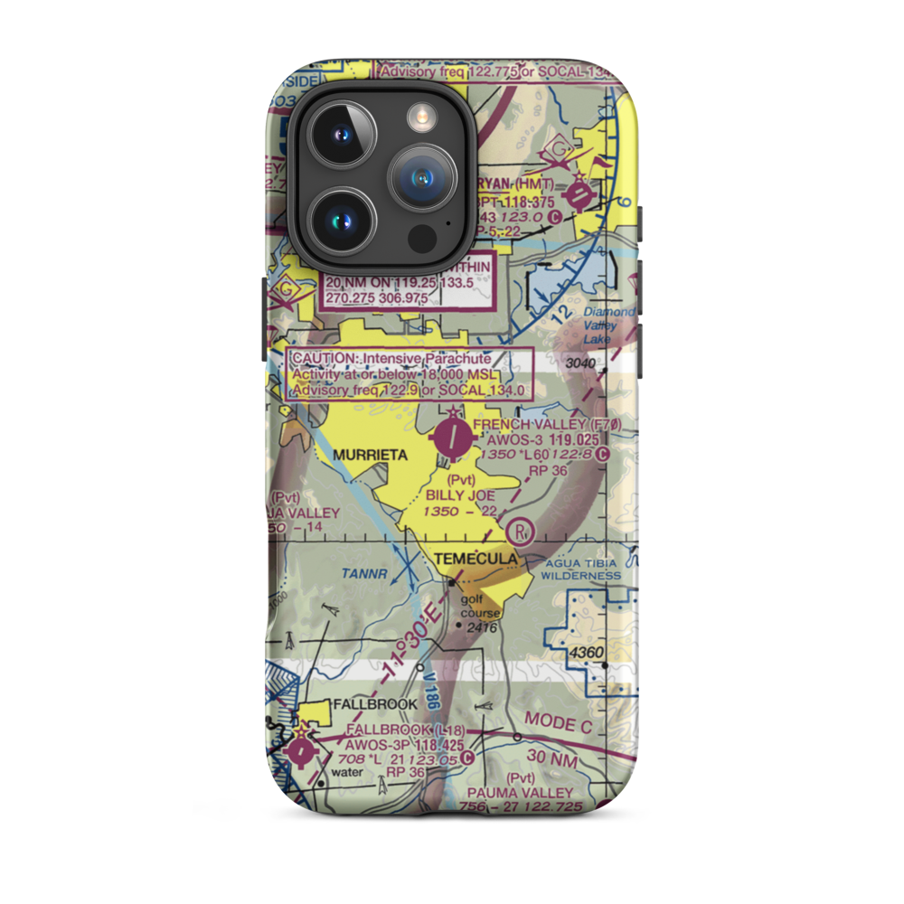 French Valley Airport (F70) VFR Sectional  Tough iPhone Case iPhone 16 Pro Max model shown