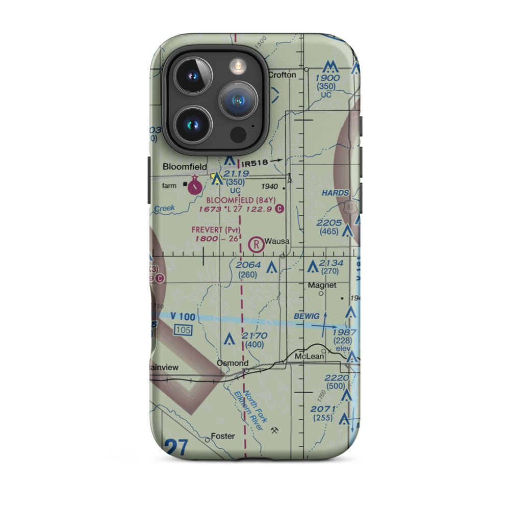 Frevert Airstrip (36NE) VFR Sectional  Tough iPhone Case iPhone 16 Pro Max model shown