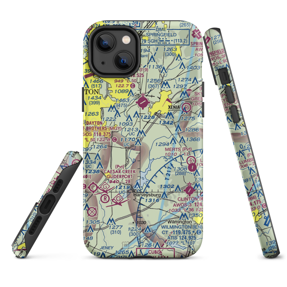 Fricke Airport (OI34) VFR Sectional  Tough iPhone Case iPhone 14 Plus model shown