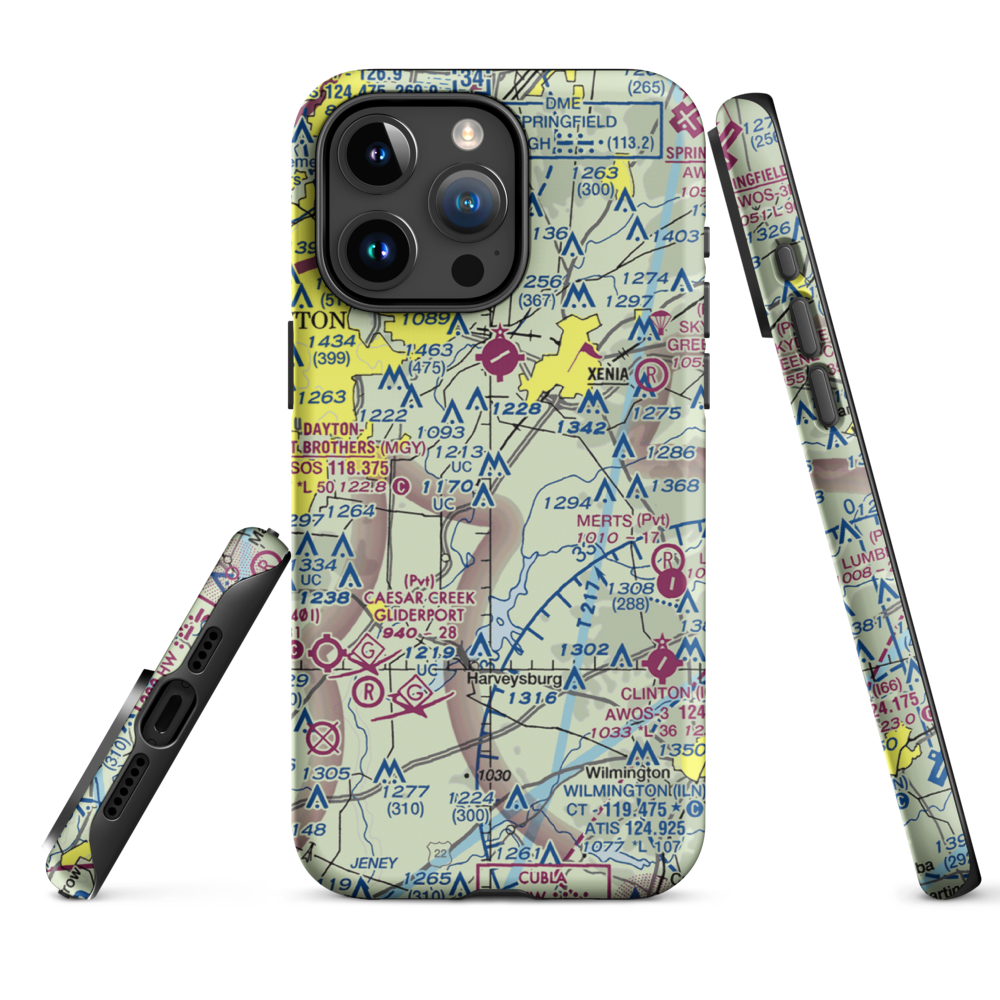 Fricke Airport (OI34) VFR Sectional  Tough iPhone Case iPhone 15 Pro Max model shown