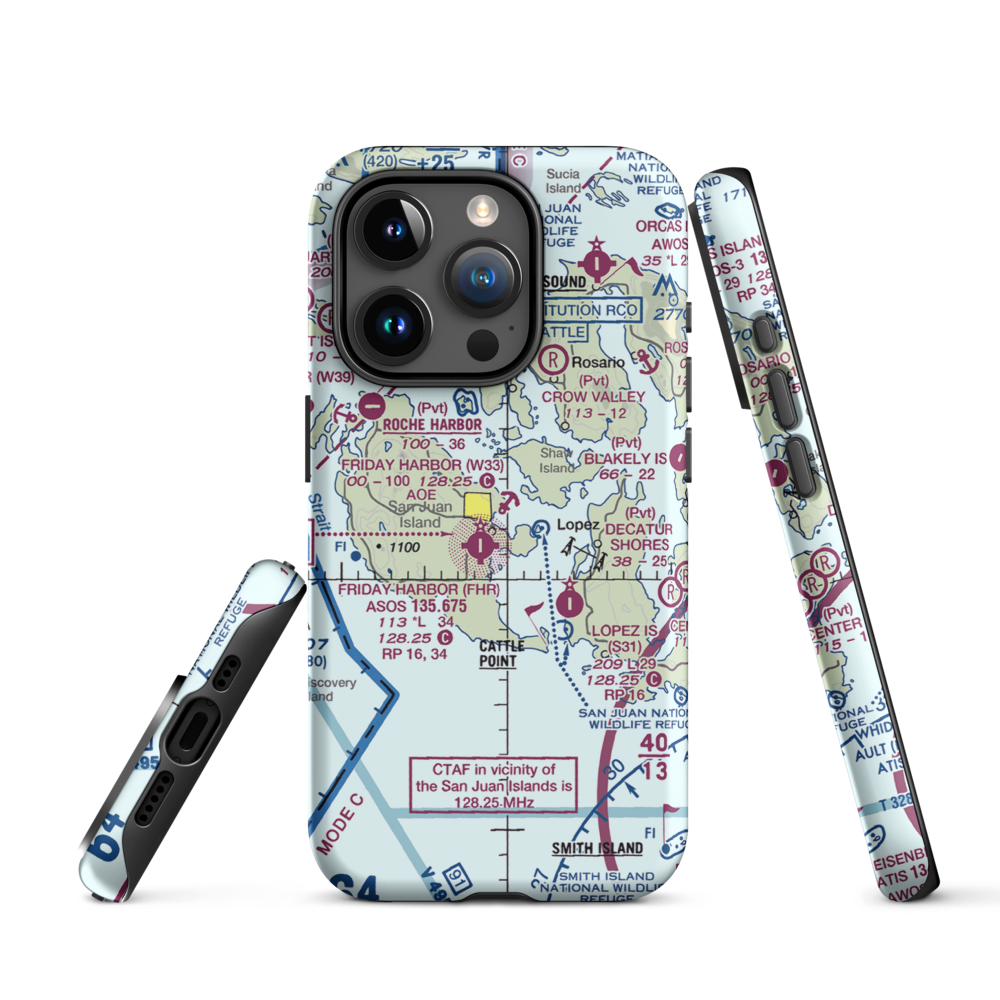 Friday Harbor Seaplane Base (W33) VFR Sectional  Tough iPhone Case iPhone 15 Pro model shown