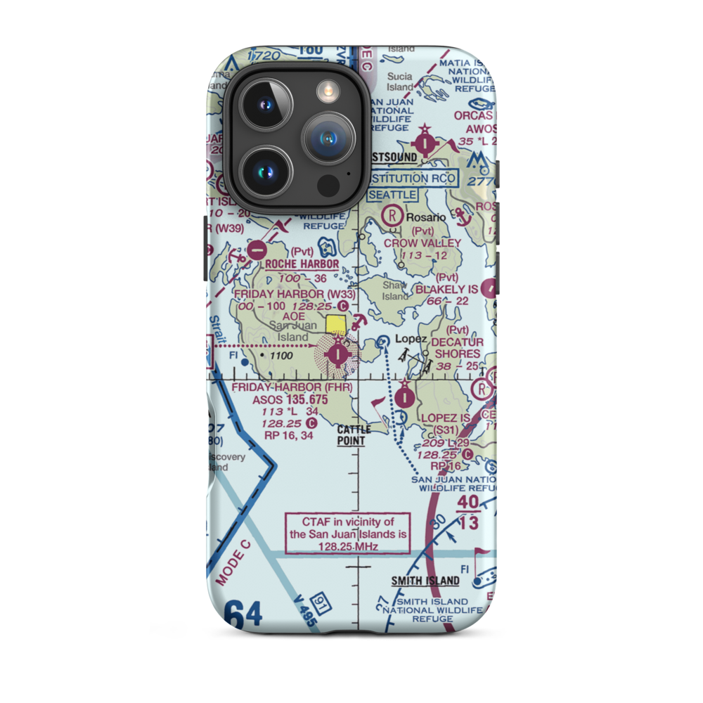 Friday Harbor Seaplane Base (W33) VFR Sectional  Tough iPhone Case iPhone 16 Pro Max model shown