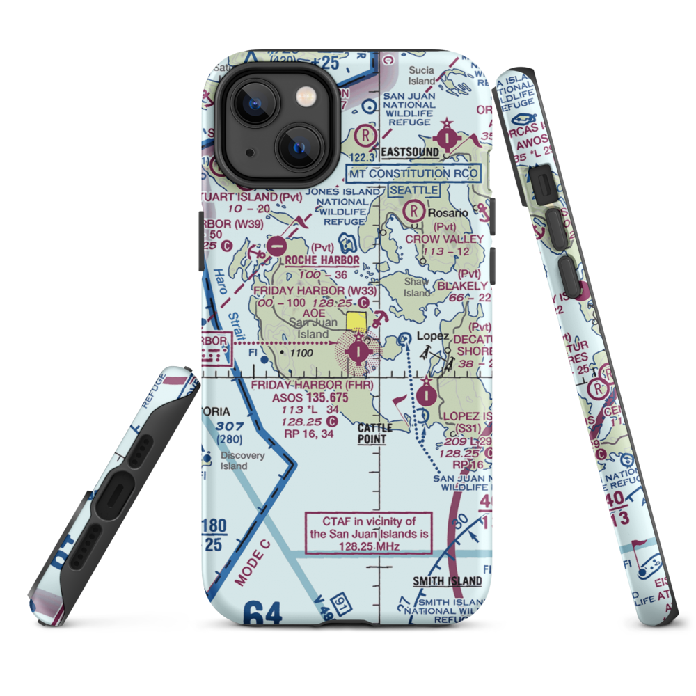 Friday West Airport (1WA9) VFR Sectional  Tough iPhone Case iPhone 14 Plus model shown