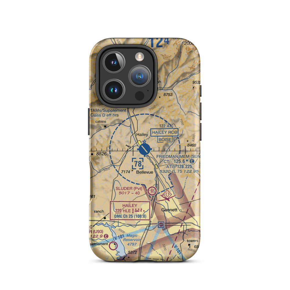 Friedman Memorial Airport (SUN) VFR Sectional  Tough iPhone Case iPhone 16 Pro model shown