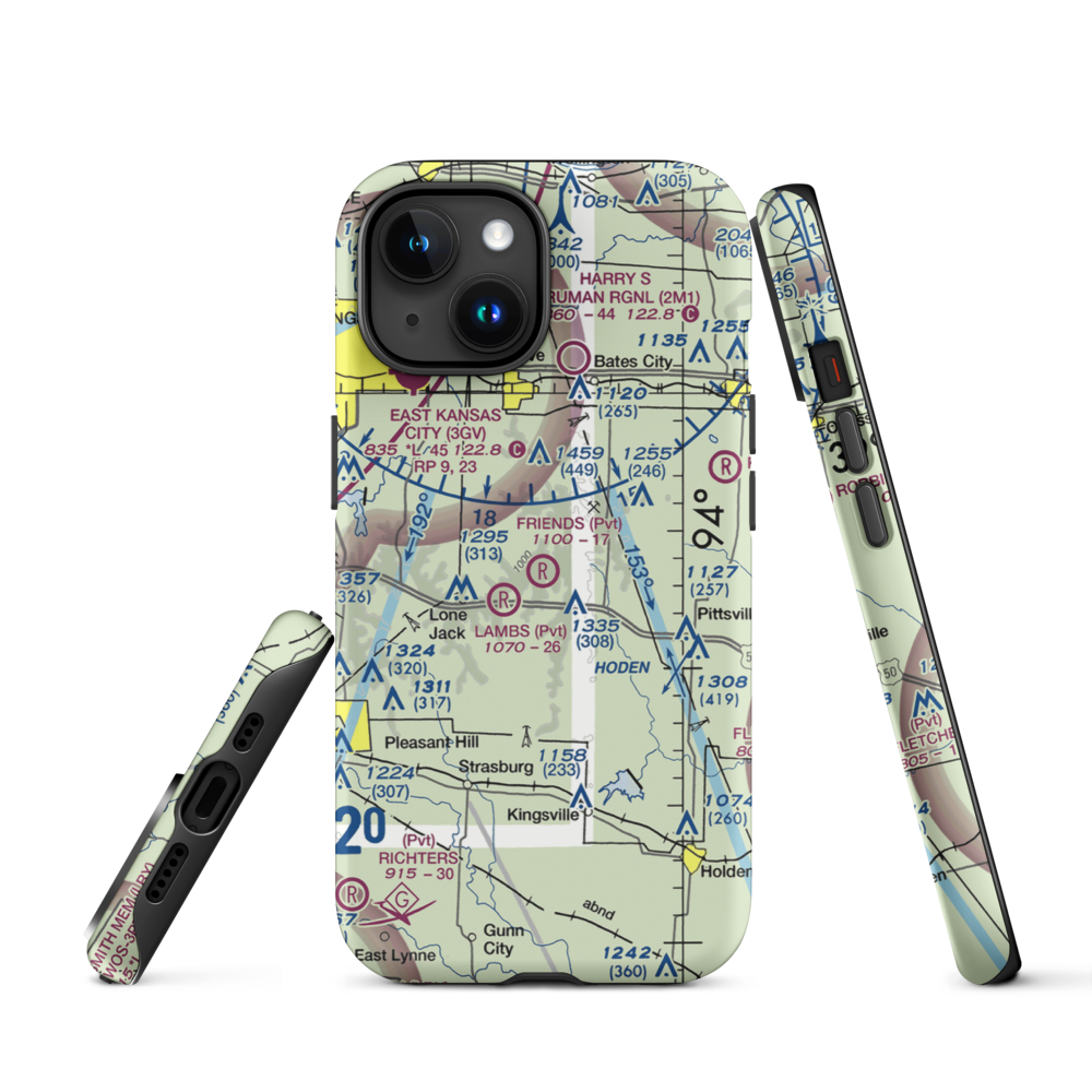 Friends Field (4MO9) VFR Sectional  Tough iPhone Case iPhone 15 model shown