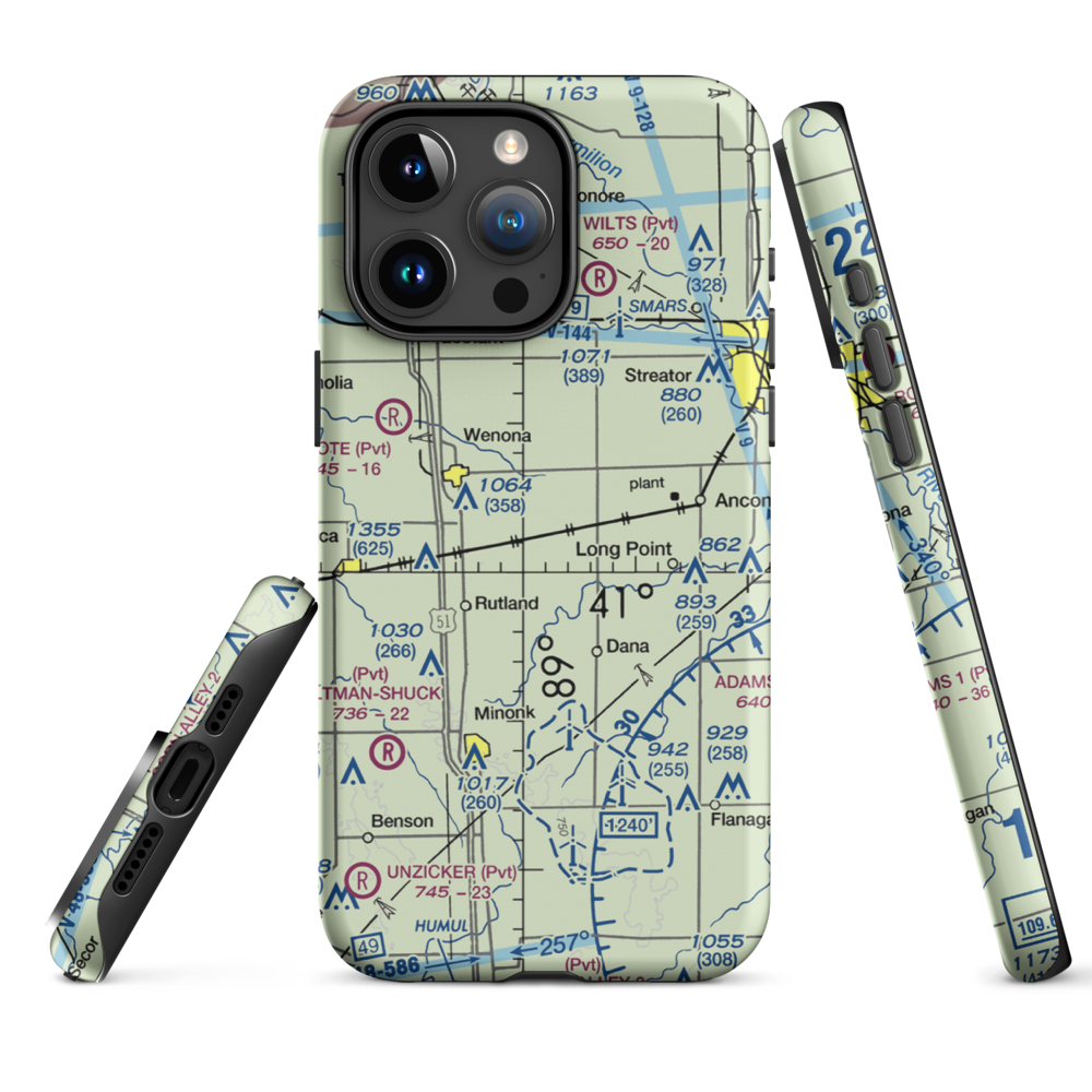 Frings Airport (65IS) VFR Sectional  Tough iPhone Case iPhone 15 Pro Max model shown