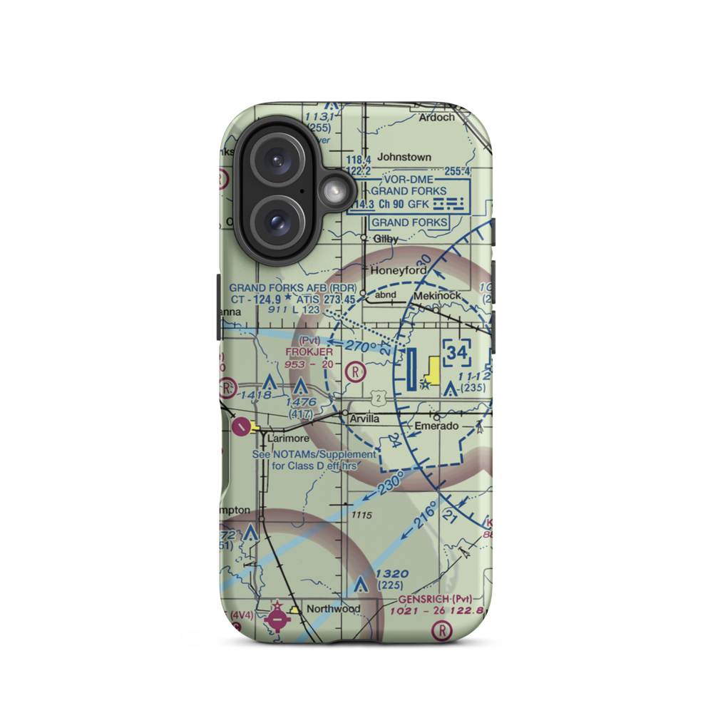 Frokjer Airport (ND60) VFR Sectional  Tough iPhone Case iPhone 16 model shown