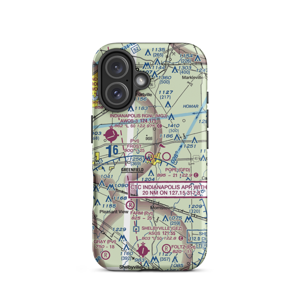 Frost Field (0II7) VFR Sectional  Tough iPhone Case iPhone 16 model shown