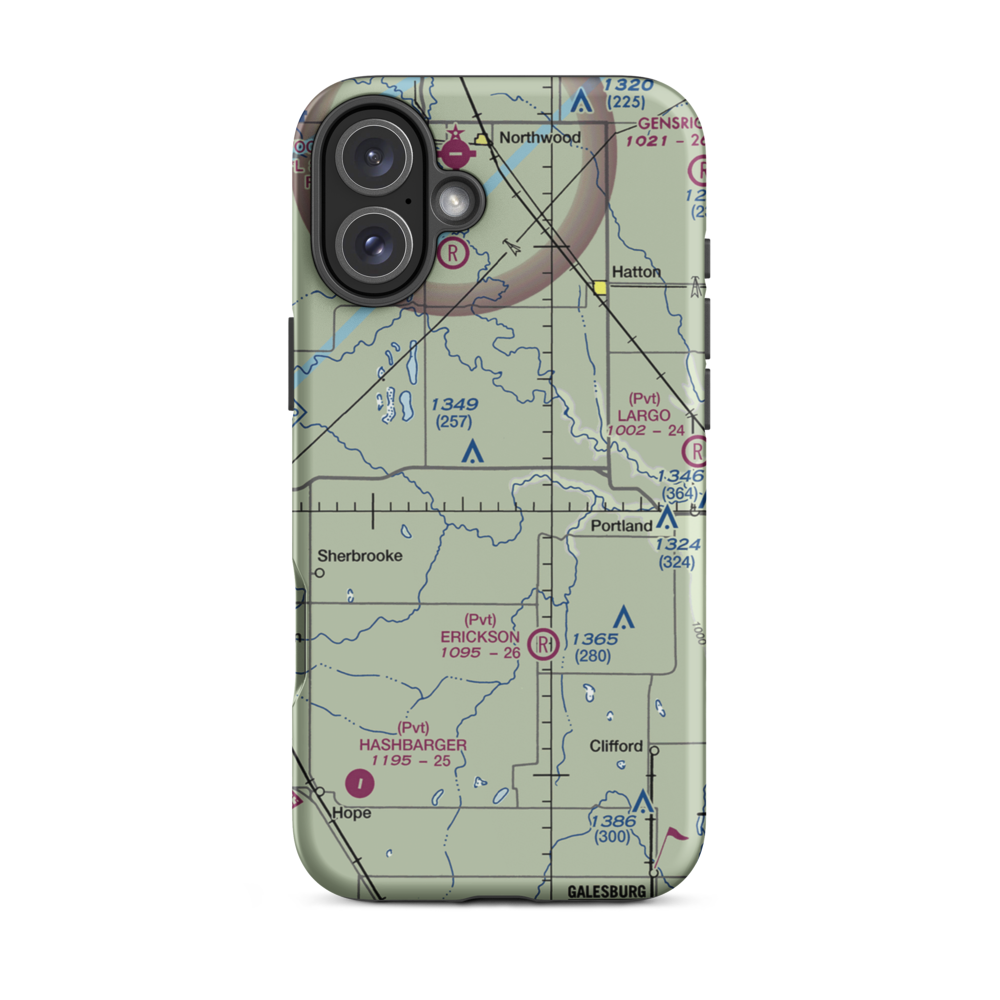 Fugleberg Farm Airport (6ND6) VFR Sectional  Tough iPhone Case iPhone 16 Plus model shown