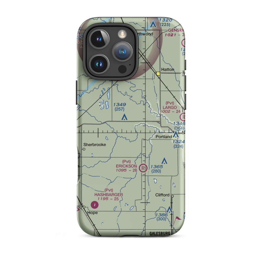 Fugleberg Farm Airport (6ND6) VFR Sectional  Tough iPhone Case iPhone 16 Pro Max model shown