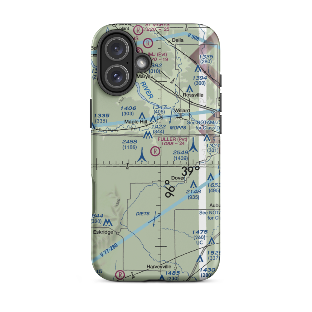 Fuller Airfield (95KS) VFR Sectional  Tough iPhone Case iPhone 16 Plus model shown