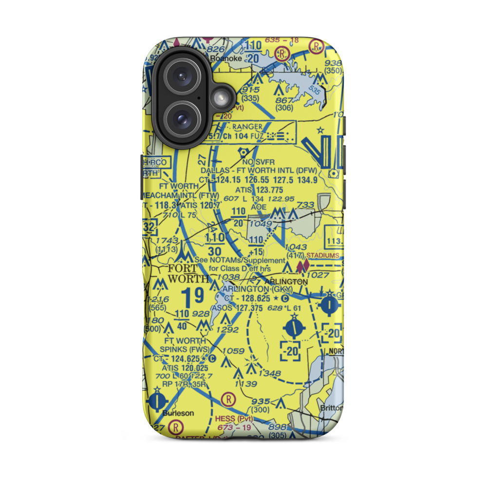 Fuller Airport (TS00) VFR Sectional  Tough iPhone Case iPhone 16 Plus model shown