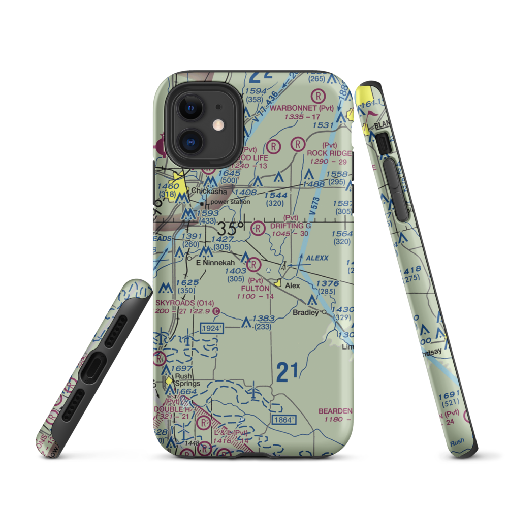 Fulton Airport (00AS) VFR Sectional  Tough iPhone Case iPhone 11 model shown