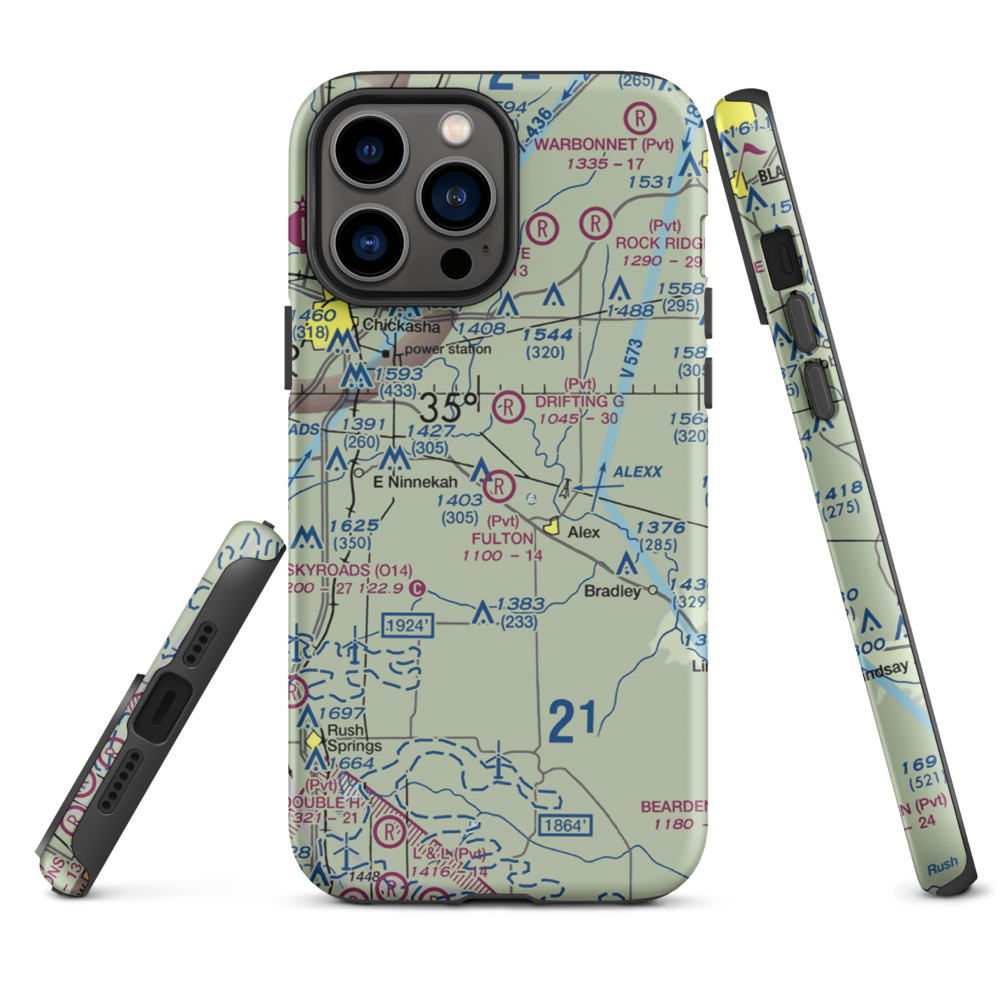 Fulton Airport (00AS) VFR Sectional  Tough iPhone Case iPhone 13 Pro Max model shown