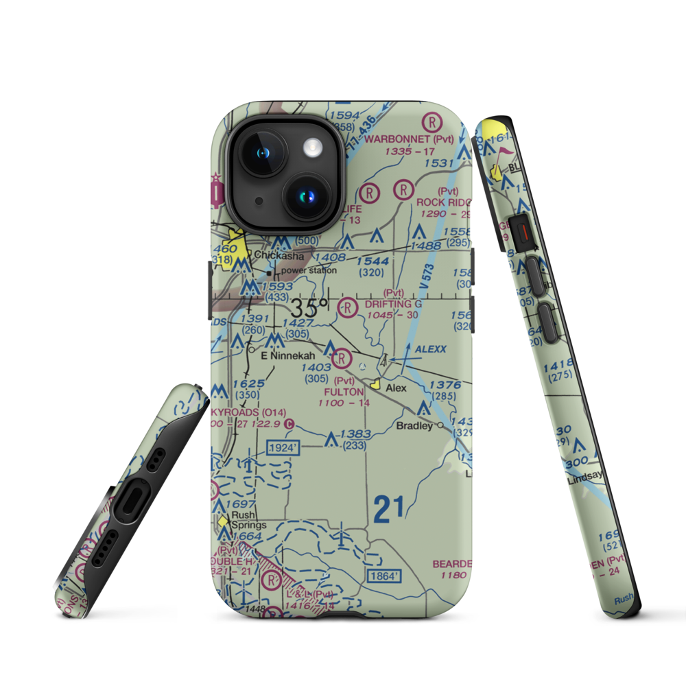 Fulton Airport (00AS) VFR Sectional  Tough iPhone Case iPhone 15 model shown