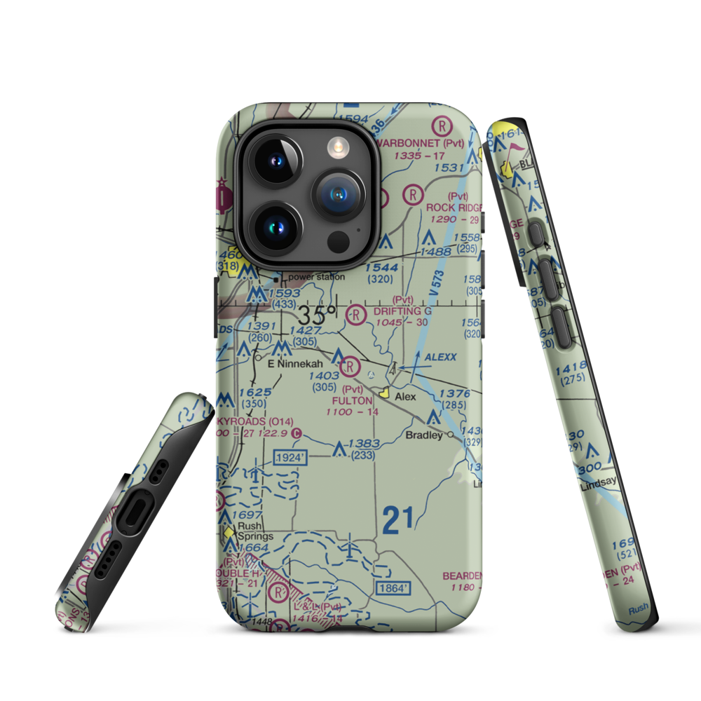 Fulton Airport (00AS) VFR Sectional  Tough iPhone Case iPhone 15 Pro model shown