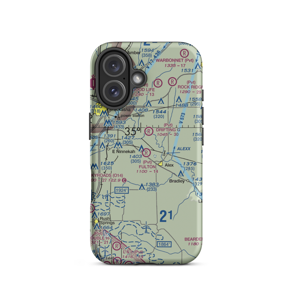 Fulton Airport (00AS) VFR Sectional  Tough iPhone Case iPhone 16 model shown