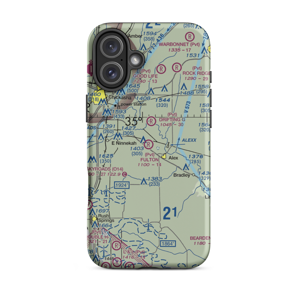 Fulton Airport (00AS) VFR Sectional  Tough iPhone Case iPhone 16 Plus model shown