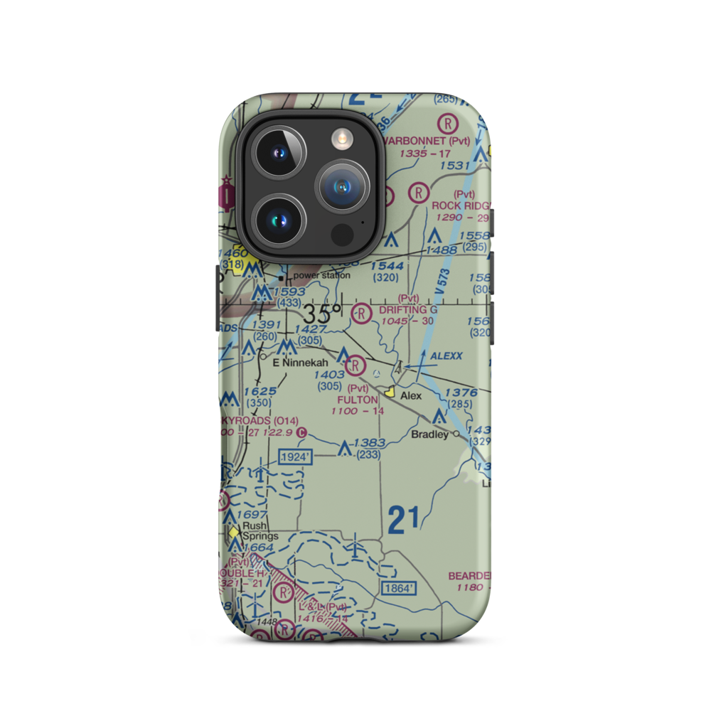 Fulton Airport (00AS) VFR Sectional  Tough iPhone Case iPhone 16 Pro model shown