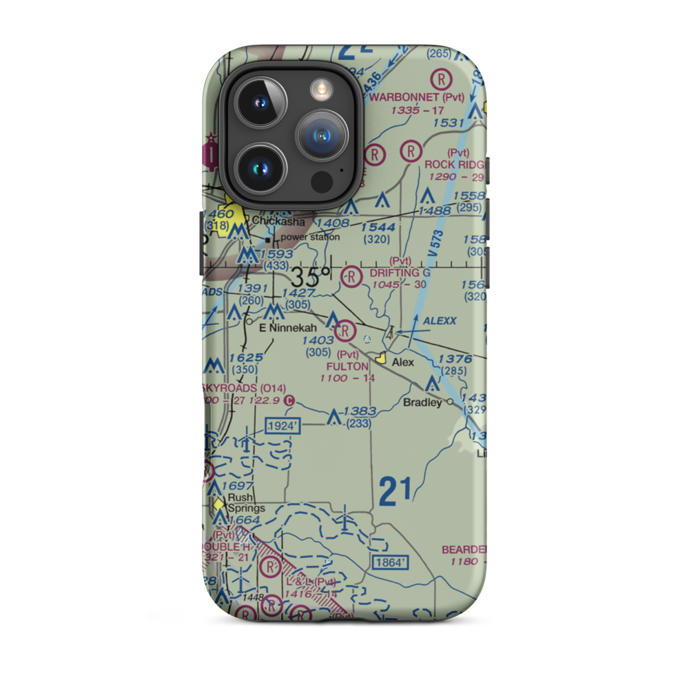 Fulton Airport (00AS) VFR Sectional  Tough iPhone Case iPhone 16 Pro Max model shown