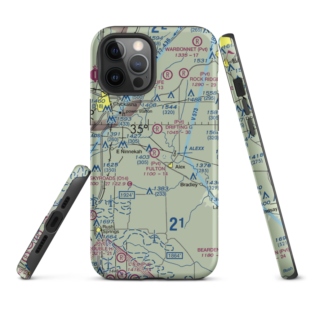 Fulton Airport (00AS) VFR Sectional  Tough iPhone Case iPhone 12 Pro Max model shown