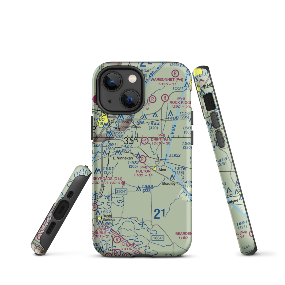 Fulton Airport (00AS) VFR Sectional  Tough iPhone Case iPhone 13 mini model shown