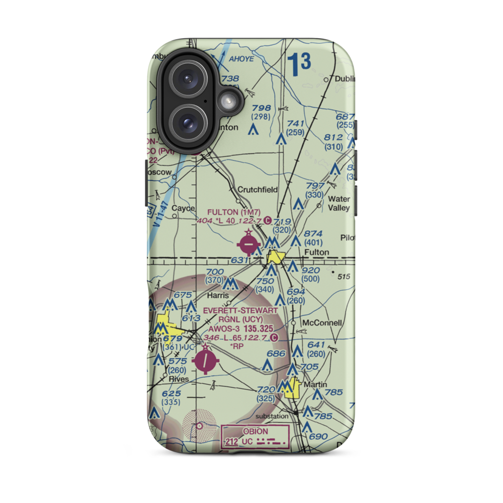Fulton Airport (1M7) VFR Sectional  Tough iPhone Case iPhone 16 Plus model shown
