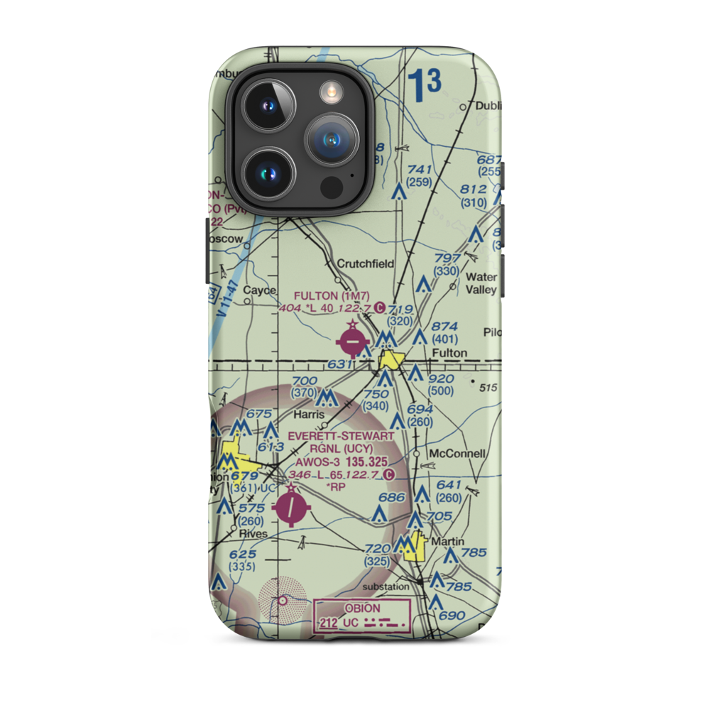 Fulton Airport (1M7) VFR Sectional  Tough iPhone Case iPhone 16 Pro Max model shown