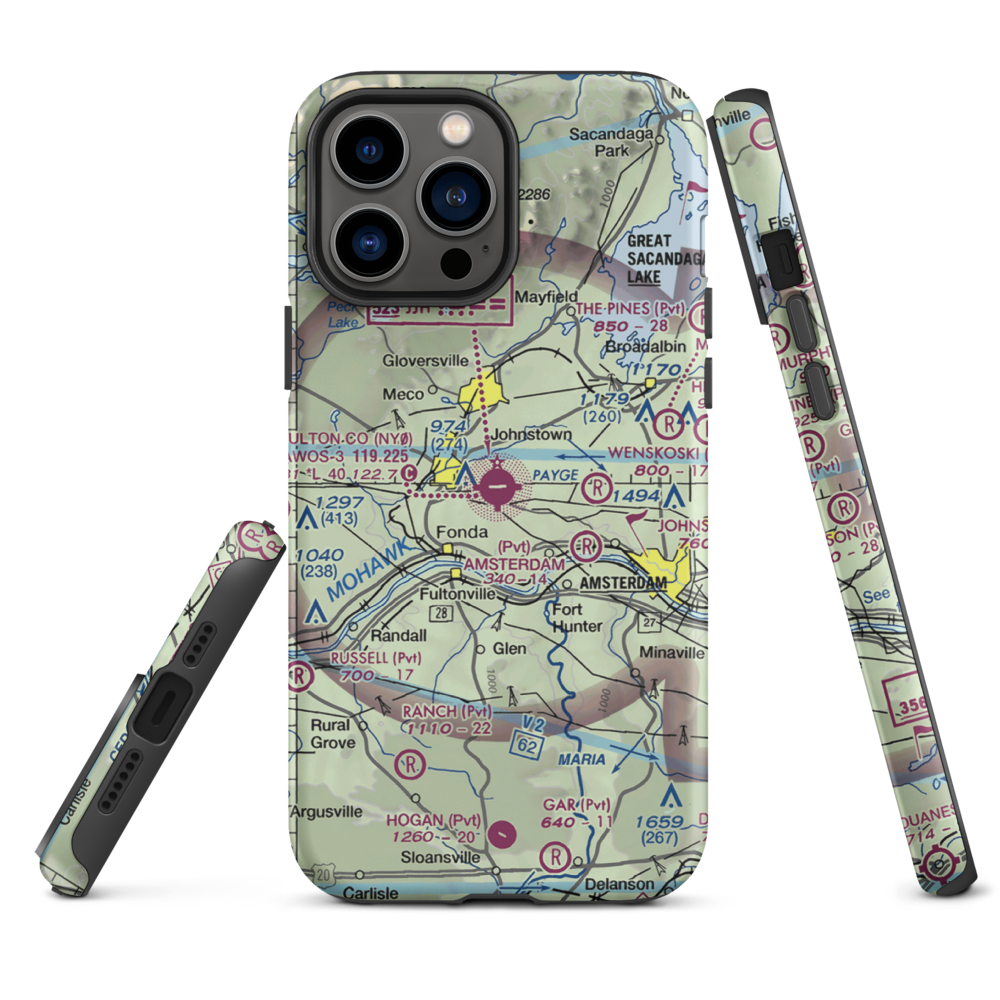 Fulton County Airport (NY0) VFR Sectional  Tough iPhone Case iPhone 13 Pro Max model shown