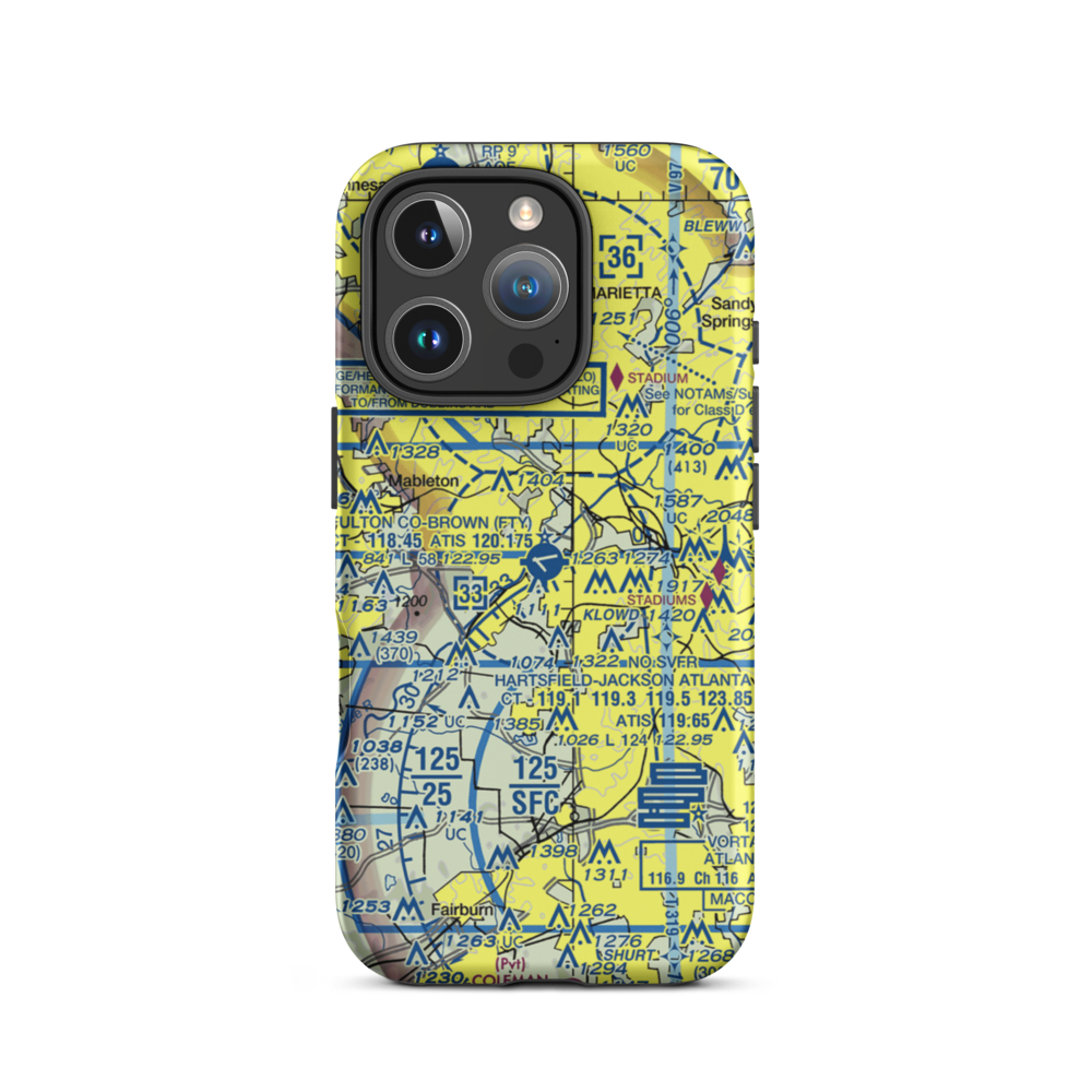 Fulton County Airport Brown Field (FTY) VFR Sectional  Tough iPhone Case iPhone 16 Pro model shown