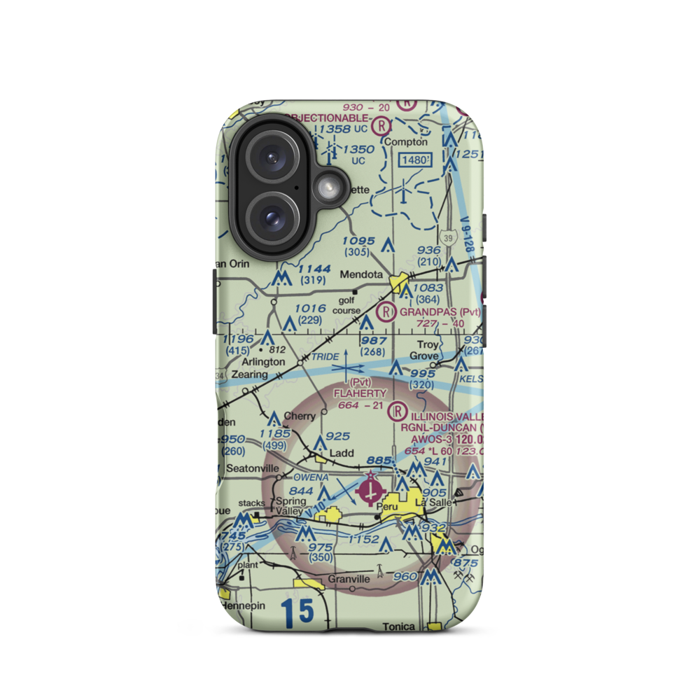 Funfsinn Airport (IL13) VFR Sectional  Tough iPhone Case iPhone 16 model shown