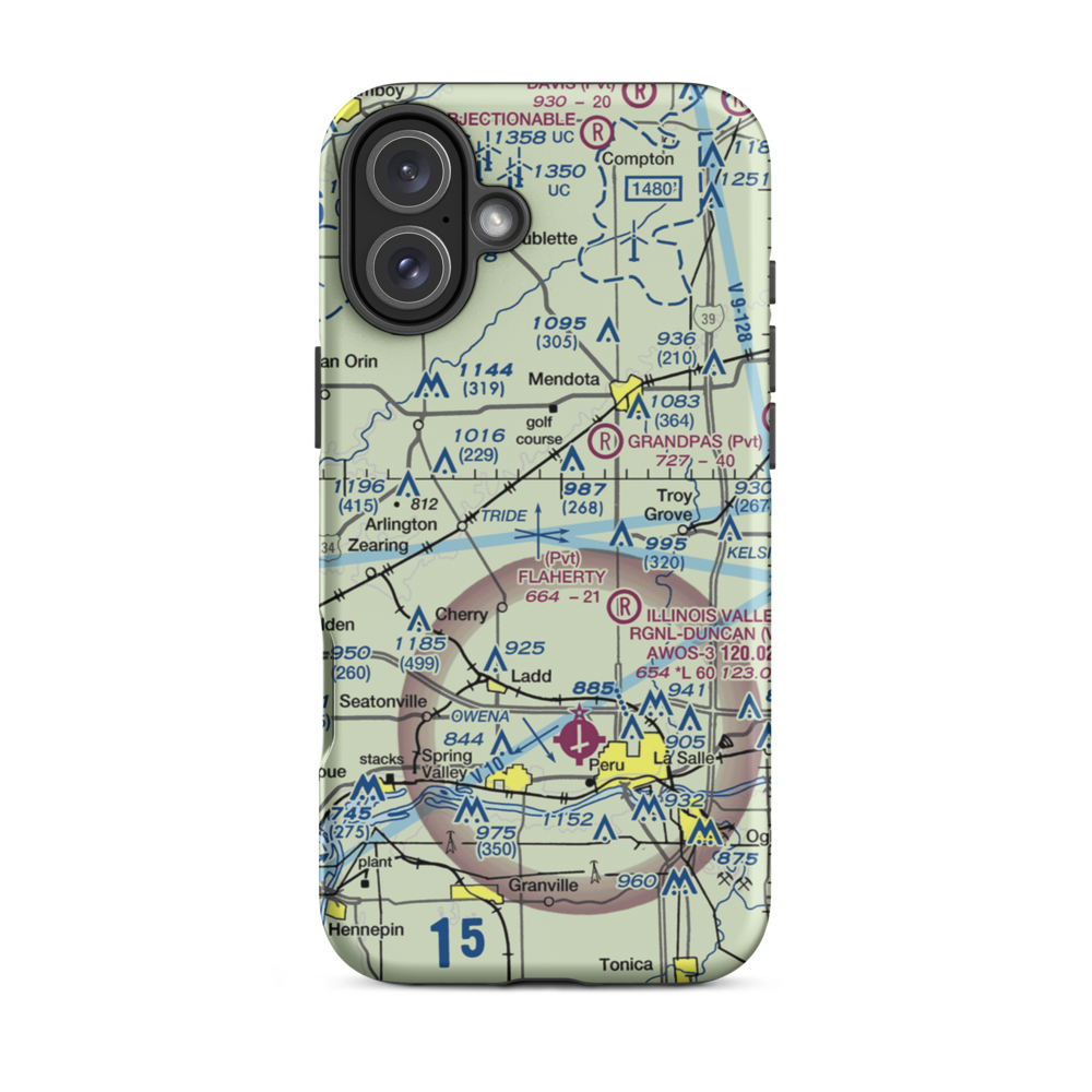 Funfsinn Airport (IL13) VFR Sectional  Tough iPhone Case iPhone 16 Plus model shown
