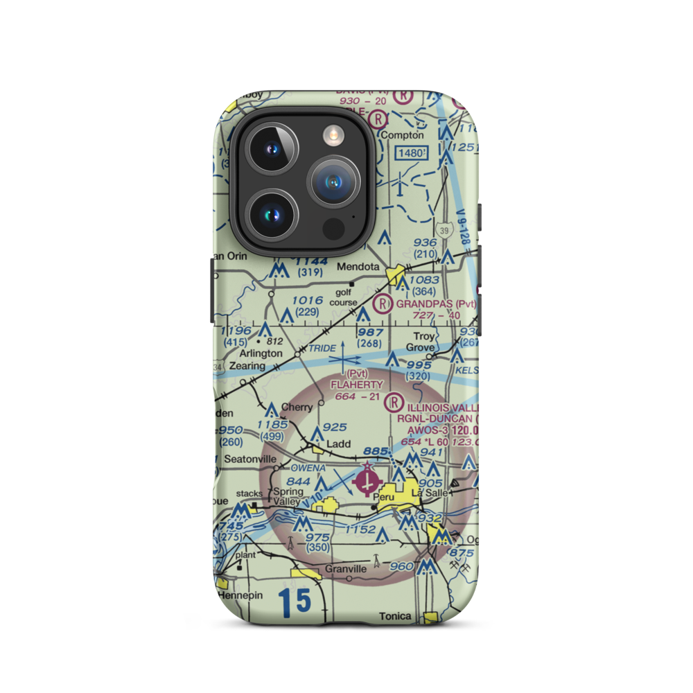 Funfsinn Airport (IL13) VFR Sectional  Tough iPhone Case iPhone 16 Pro model shown