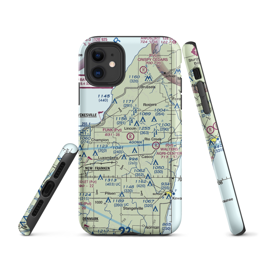 Funk Aerodrome (8WI6) VFR Sectional  Tough iPhone Case iPhone 11 model shown
