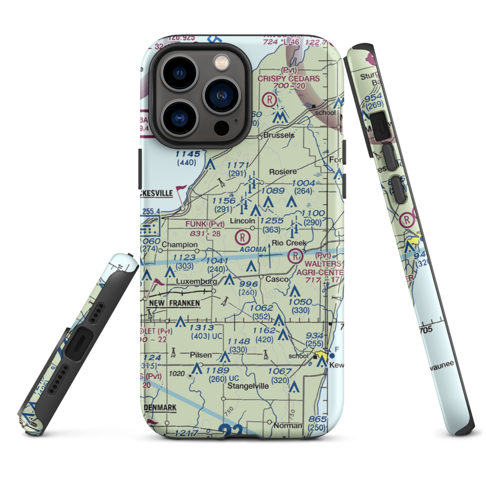 Funk Aerodrome (8WI6) VFR Sectional  Tough iPhone Case iPhone 13 Pro Max model shown