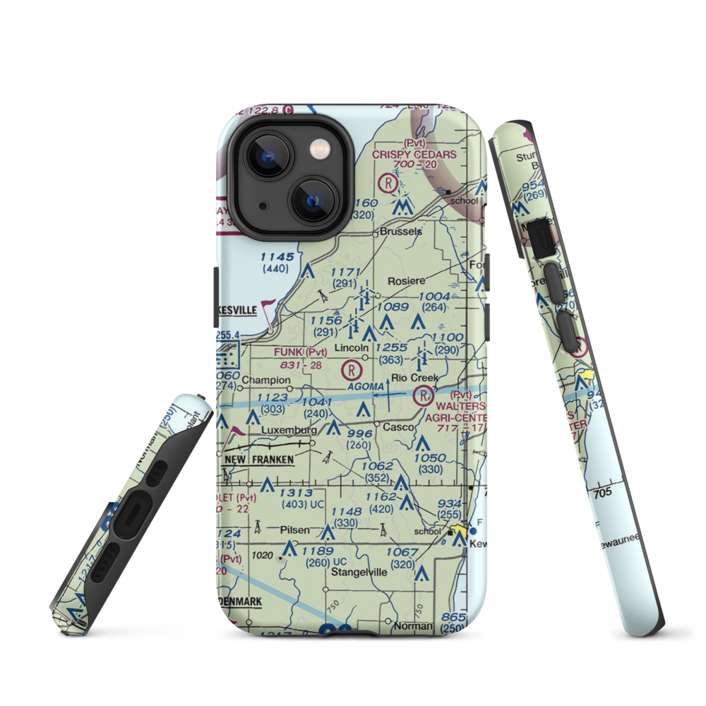 Funk Aerodrome (8WI6) VFR Sectional  Tough iPhone Case iPhone 14 model shown