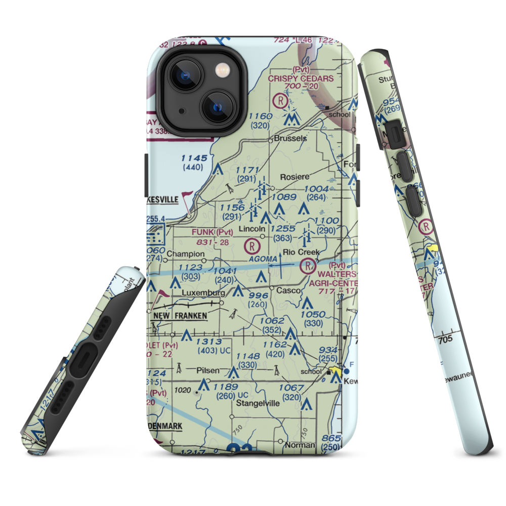Funk Aerodrome (8WI6) VFR Sectional  Tough iPhone Case iPhone 14 Plus model shown